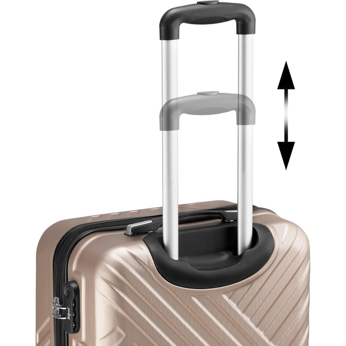 Набір валіз Zelsius 3 шт. Champagne | ABS, з кодовим замком, роздільниками всередині | Ручна валіза, набір валіз, Trolley, велика валіза