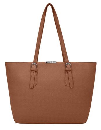 Сумка жіноча David Jones Shopper - велика сумка-шопер з екошкіри для офісу, університету, покупок, подорожей. Cognac Braun