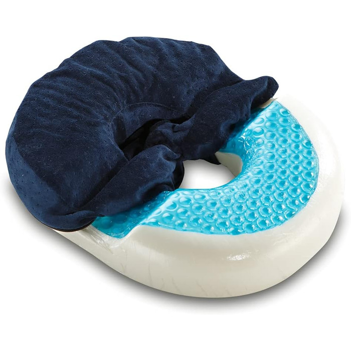 ELONEO Seat Cushion, Gel & Visco-Elastic Foam Cushion, suitable for car, office & wheelchair as well as travel, 40x30cm (dark blue)