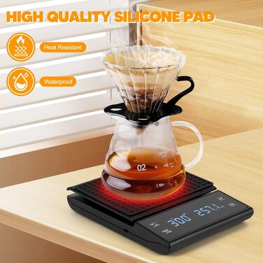 Електронні ваги для кави Viitech, до 3 кг, з таймером, 0.1 г, для дому та офісу