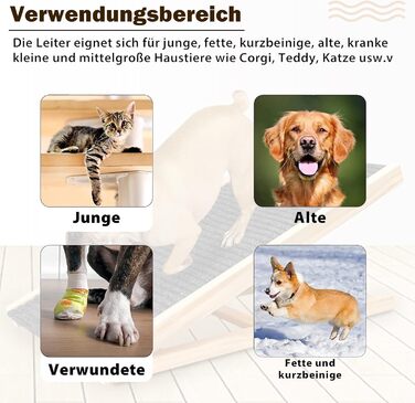 Froadp 49x38x61cm Folding Stairs for Dogs Made of Plastic, Foldable Dog Stairs with 4 Steps & Felt Mat, Non-Slip Cat Stairs, Bed, Balcony, Sofa, Portable Pet Stairs for Dogs and Cats (Wood Type B)