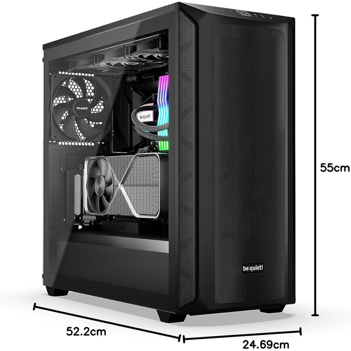 Корпус для ПК be quiet! Shadow Base 800, вентилятори Pure Wings 3 140mm PWM, USB 3.2 Gen 2 Type-C, підтримка E-ATX та радіаторів 420мм, загартоване скло, чорний