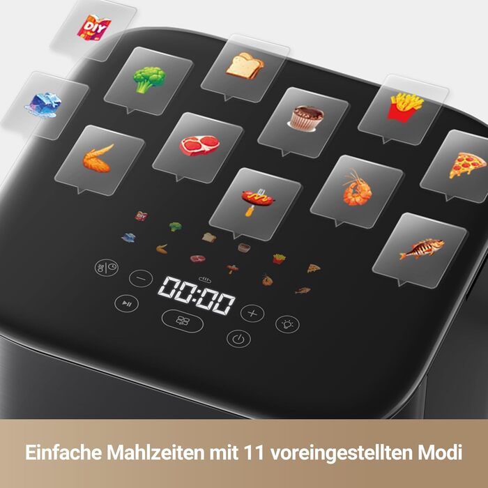 Фритюрниця аерофрі Mova AeroChef FD10 Pro, 6 літрів, з металевим корпусом