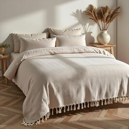 Покривало BOHORIA Tulum XXL 220x240 см, 100% бавовна, Oeko-Tex, двостороннє, для ліжка та дивана, з візерунком, сепія