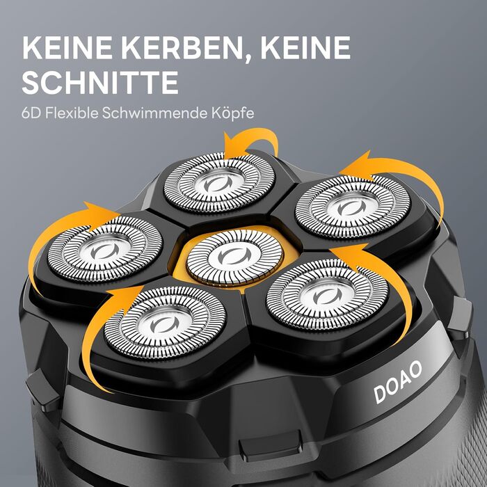Електричний гоління голови для чоловіків DOAO 2025: водонепроникний, 6D, плаваюча головка, USB-C, для подорожей