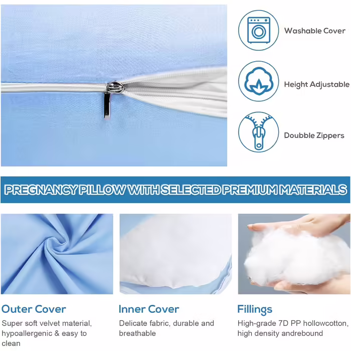 Labtec U-Shaped Pregnancy Pillow, Full Body U-Shaped Pillow, Nursing Pillow, Side Sleeper Pillow, Body Pillow, Pillowcase is removable and washable (100% Cotton)