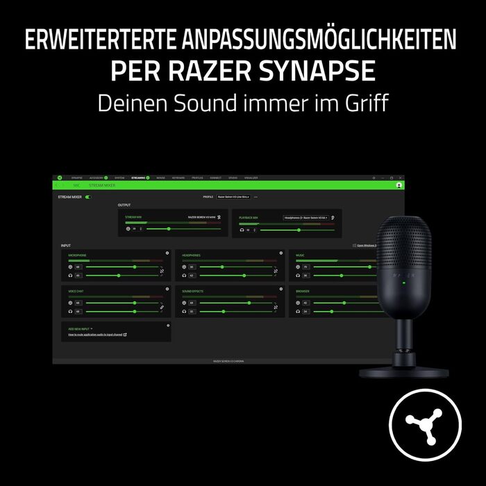 Мікрофон Razer Seiren V3 Mini - компактний USB мікрофон з LED-індикатором та інтегрованим демпфером