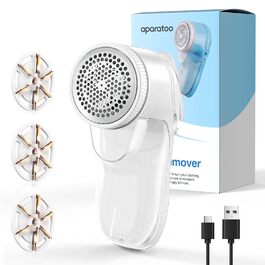 Електричний видальник ворсу для одягу та тканини, USB, перезаряджуваний, 3 леза, білий