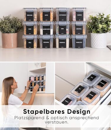 Набір контейнерів для зберігання Deco haus® 24 шт. з кришкою, герметичні - для кухні, паста, мюслі, борошно