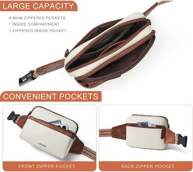 Women's Fanny Pack Small, Crossbody Bag Women's PU Leather Theft-Proof Bag Waterproof Belt Bag Women's Hip Bag for Outdoors, Travel, Cycling, Beige
