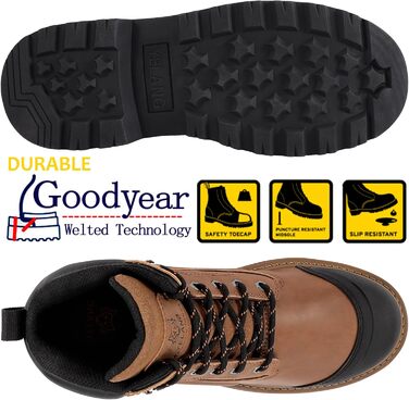 Чоловічі робочі черевики Yelang з металевим підноском, для промислового будівництва, безпечне взуття, розмір 41.5 EU, колір коричневий