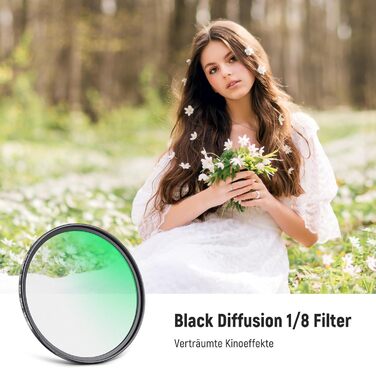 Фільтр NEEWER Black Diffusion 1/4 - ефект м'якого кінематографічного зображення, 55mm, для відеозйомки та портретів