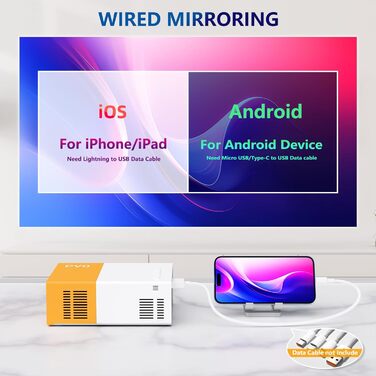 Портативний проєктор Mini Beamer YG300ProMax: Wi-Fi, дзеркалення екрану смартфона/планшета/ноутбука