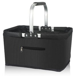 Складаний кошик для покупок 25L з міцними ручками та кишенею на блискавці, чорний