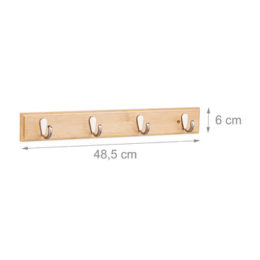 Relaxdays Bamboo Hook Strip, Natural