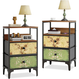 LYNCOHOME Chest of Drawers Cabinet with 8 Fabric Drawers, Sideboard with Fabric Drawers, Drawer Unit for Kitchen Office Entryway, TV Stand with Fabric Drawers (2 Pack 2 Drawers)