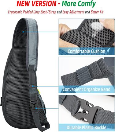 Водонепроникна сумка через плече з нейлону Gisdanchz - рюкзак-грудна сумка для спорту, подорожей (сірий, 41*21*10 см)