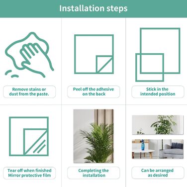 6 шт. дзеркал самоклеючих, 30 x 40 см, гнучкі акрилові дзеркала для стін, шаф, ванної кімнати