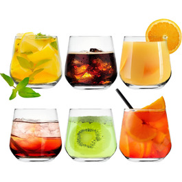 Glass Set, 6-piece, 310 ml small juice glasses, ideal as drinking glasses, water glasses, whiskey glasses, universal and dishwasher safe