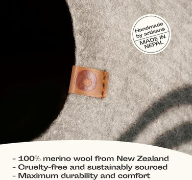 Ліжко для котів Meowfia з мериносової вовни - ручне філцування, екологічне, м'яке, тепле взимку та прохолодне влітку, стильний дизайн, сірий світлий колір, розмір M