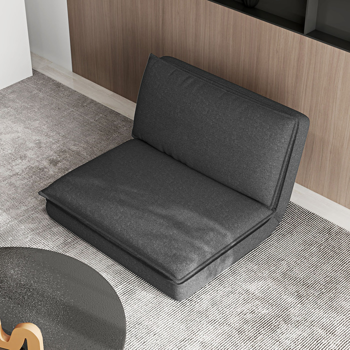 HOMCOM 4-in-1 Floor Sofa, Convertible Sofa Bed with Linen Look, Upholstered with a Load Capacity of up to 150 kg for Bedrooms, Living Rooms, Dark Grey | Aosom
