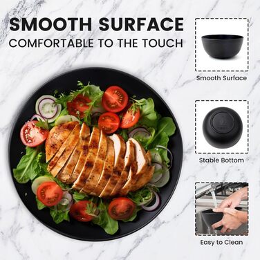 Набір мисок Bugucat для мюслі, супу та салатів, 6 шт, 1400 мл, чорного кольору