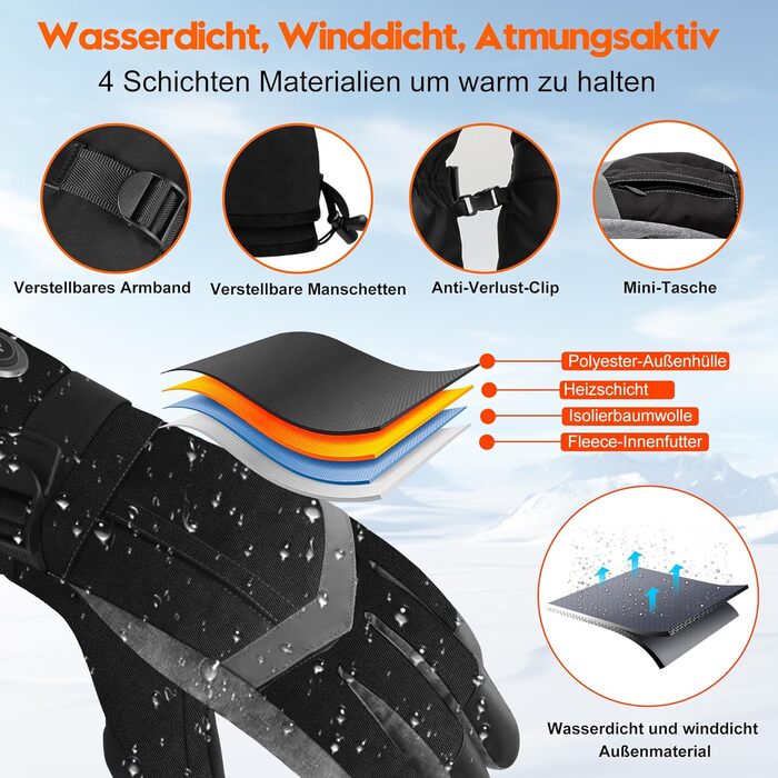 Обогревні рукавички SVPRO 5V 6000mAh - водонепроникні та вітронепроникні рукавички для катання на лижах, полювання, мотоциклів та піших прогулянок