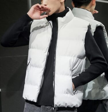 Чоловічий зимовий жилет з утеплювачем, без рукавів, теплий, oversize, для чоловіків (XXL, білий)
