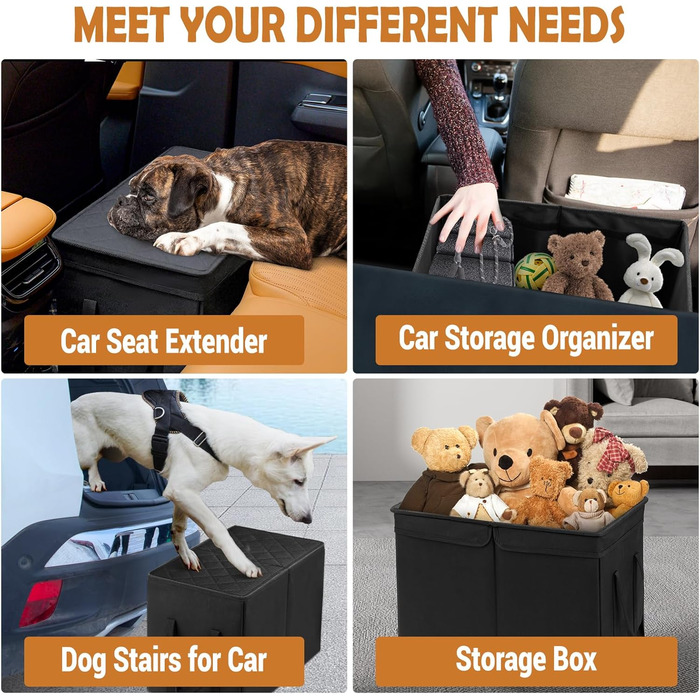 Розширювач для автокрісла для собак UNICITII, органайзер для пасажирського та заднього сидіння, чорний, L (51x29x36 см)
