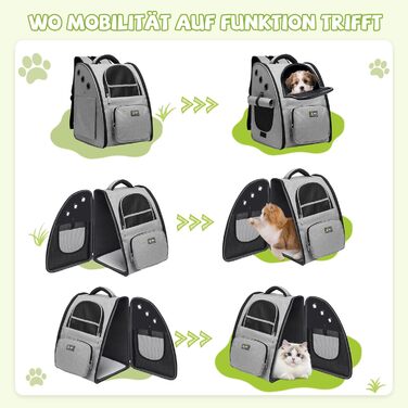 Рюкзак для собак і котів ALLSOPETS: дихаючий, складаний, з фіксатором, для подорожей та прогулянок (світло-сірий)