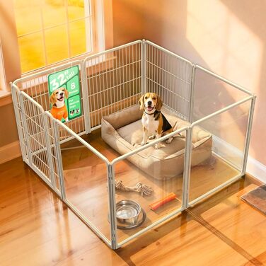 Клітка для собак Pawadise FXW – міцна, 61 см, 8 панелей, біла. Ідеально для цуценят та маленьких собак. Патентована модель