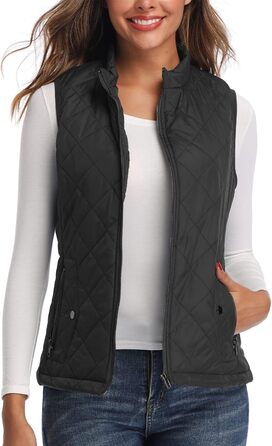 Жіноча жилетка LONGKING легка з коміром, степна безрукавка з блискавкою, чорна