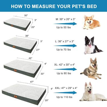 Ортопедичне ліжко для собак великих порід HNUOUNH, 76x50x8 см. Миється, знімний чохол, антиковзаюче дно, сіре