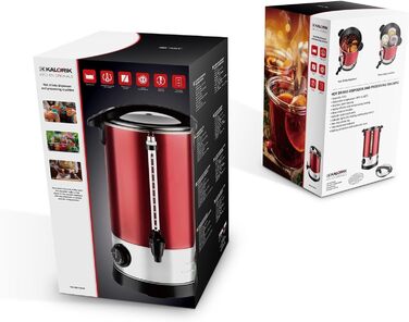 Kalorik TKG GW 910 IN Hot Beverage and Mulled Wine Dispenser, Stainless Steel, 6.8 Liters, 950, Metal, Plastic, 6.8 Liters, Metallic Red
