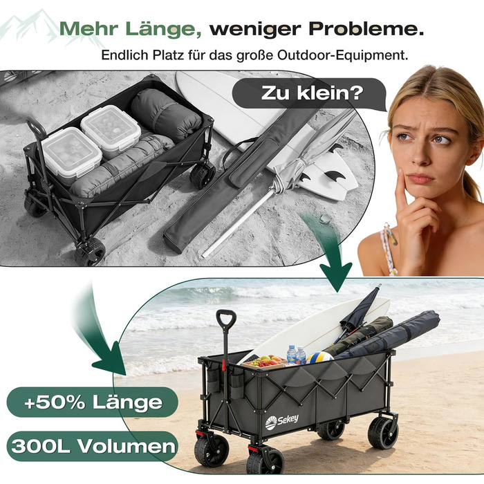 Бомбовоз Sekey XXXL, 300л, 200кг, для великих сімей, складний, антрацит