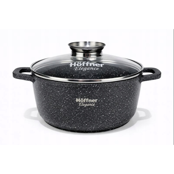 Набір каструль Hoffner, алюміній з мармуровим покриттям, чорний, 17 предметів