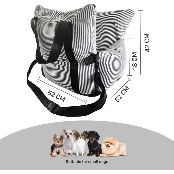 Автокрісло для собак Strusery, до 6 кг, блакитне, знятне та мивне, з антиковзною основою та ременем безпеки