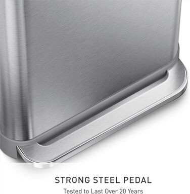 Сміттєвий бак Simplehuman CW2080 45 л з педальним механізмом, з відділенням для пакетів, для кухні, з нержавіючої сталі та сірого пластику