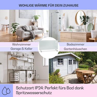 Klarstein Electric Heater, Convector Heater with Floor Wheels, Mobile Electric Heater Energy-Saving, Slim, Quiet Electric Heater, Standalone Electric Radiator with Thermostat, 2000 W White Bornholm