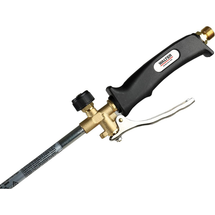 Walter Weed Burner and Weed Killer with Piezo Ignition, for weed control, moss removal, asphalt roofing, and film welding, including 5m propane hose and 4 bar propane regulator.