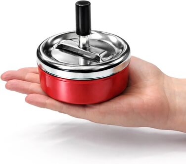 Попільничка металева com-four® 6x з нержавіючої сталі, Windaschenbecher, Ø 11 см, знімний ковпак, 2 шт., червона