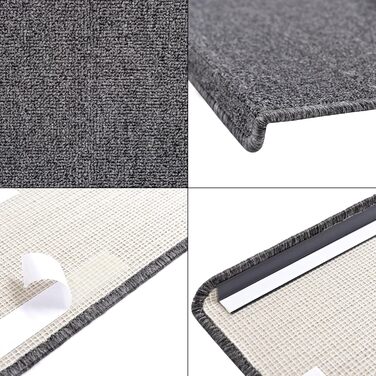 Набір килимків на сходи [en.casa], 15 шт., 65 x 24 см, самоклеючі, темно-сірі