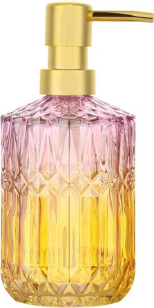 Скляний диспенсер для рідкого мила YunNasi: наповнюваний, для кухні, ванної, пральні (зелений, фіолетово-оранжевий)