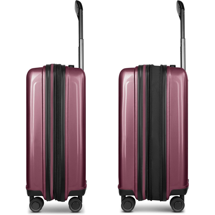 REDOLZ Trolley великий, жорсткий, 52x34x77 см, розширюється до 140 л, 4.4 кг, Aubergine Metallic | Kabinen Trolley+ (55 см)