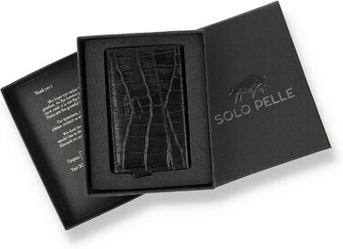Кредитне картхолдер Solo Pelle Mech | Шкіряний картхолдер з RFID захистом | Чорний крокодил