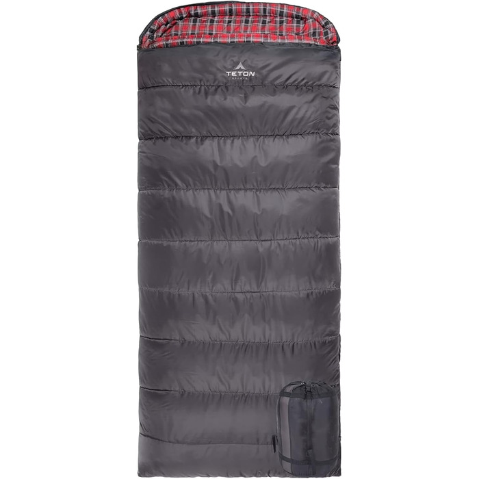 Сплячий мішок TETON Sports Celsius XXL; Великий для сімейного кемпінгу; Безкоштовний компресійний мішок, чорний (сірий)