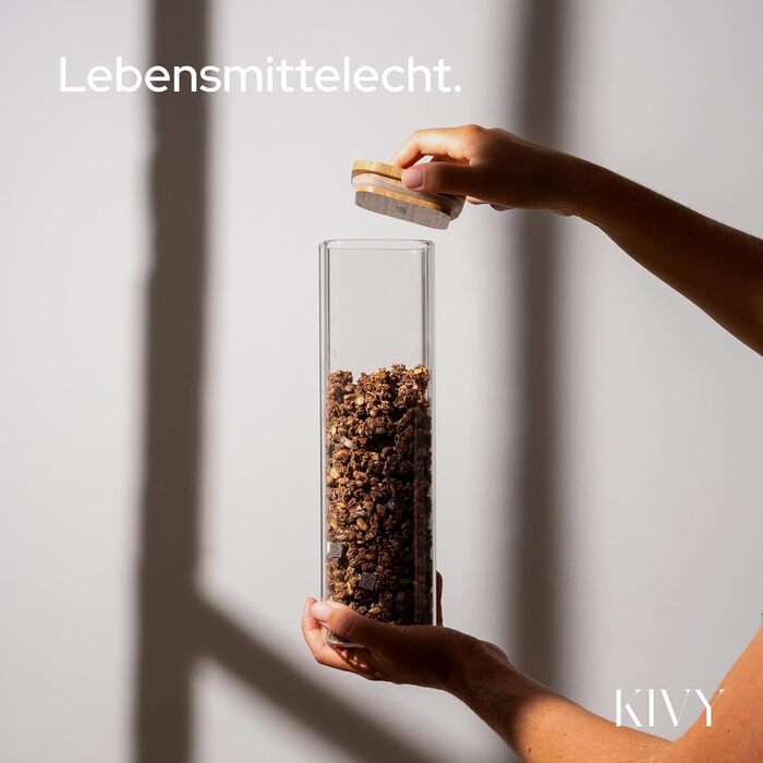 Скляні контейнери для зберігання KIVY з бамбуковими кришками (2x1800 мл)