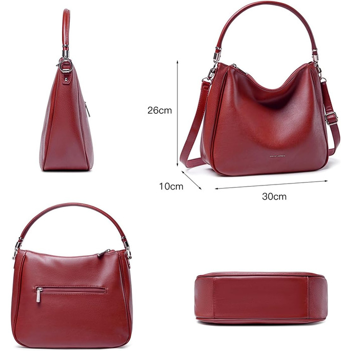 Сумка жіноча David Jones Hobo середнього розміру з м'якої PU шкіри бордового кольору. Шопер, сумка через плече з довгими ручками для повсякденного використання