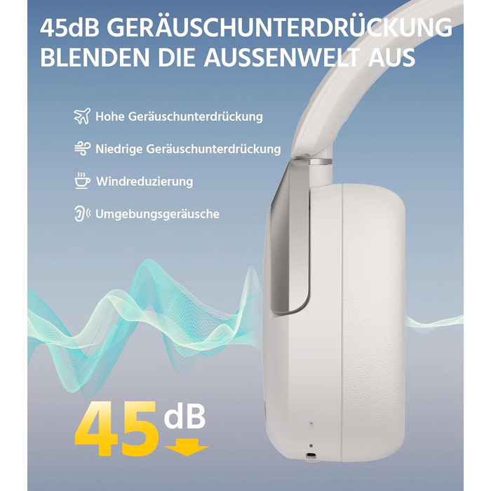 Edifier W830NB Бездротові навушники Over-Ear з ANC -45dB, 94год. акумулятор, LDAC Hi-Res звук, Spatial Audio, швидка зарядка, Bluetooth V5.4 (пісочний)