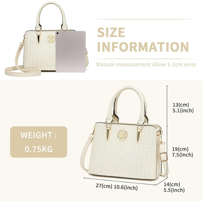 Сумка жіноча Miss Lulu середнього розміру через плече з рельєфним малюнком лічі, бежева (1-3) - для роботи, відпочинку, повсякденного використання